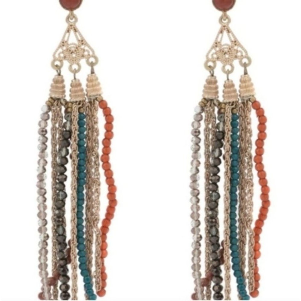 Nanette Lepore Beaded Tassel Earrings NWT